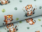 Mobile Preview: Eigenproduktion Baumwollstoff Satin Kleiner Little Tiger auf Grau Hellmint